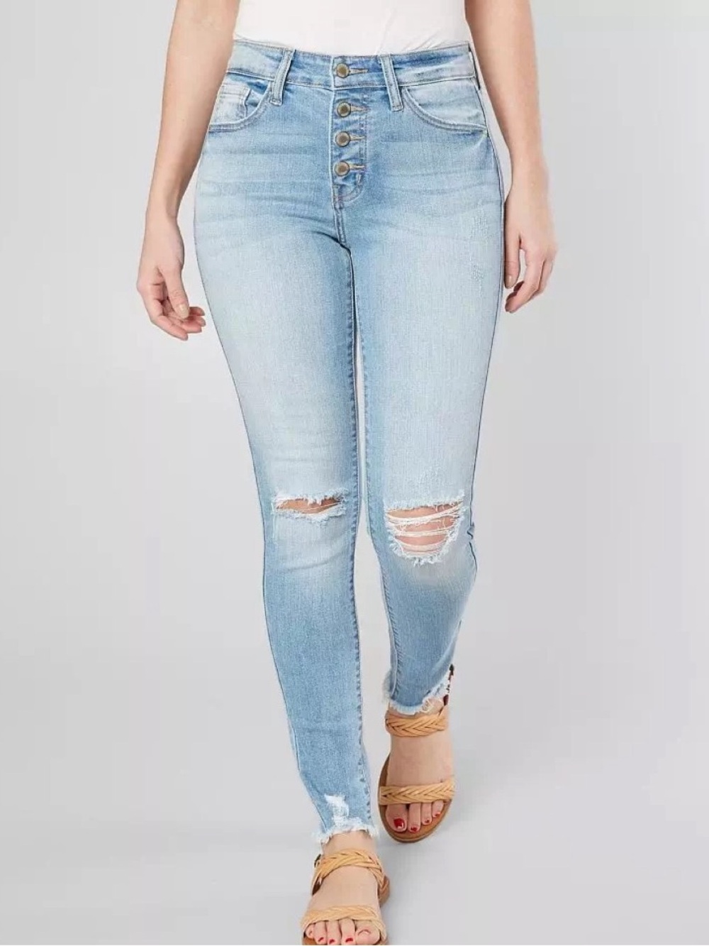 KanCan Signature Buckle Exclusive, Kurvy Mid-Rise Ankle Skinny Jean, size 31